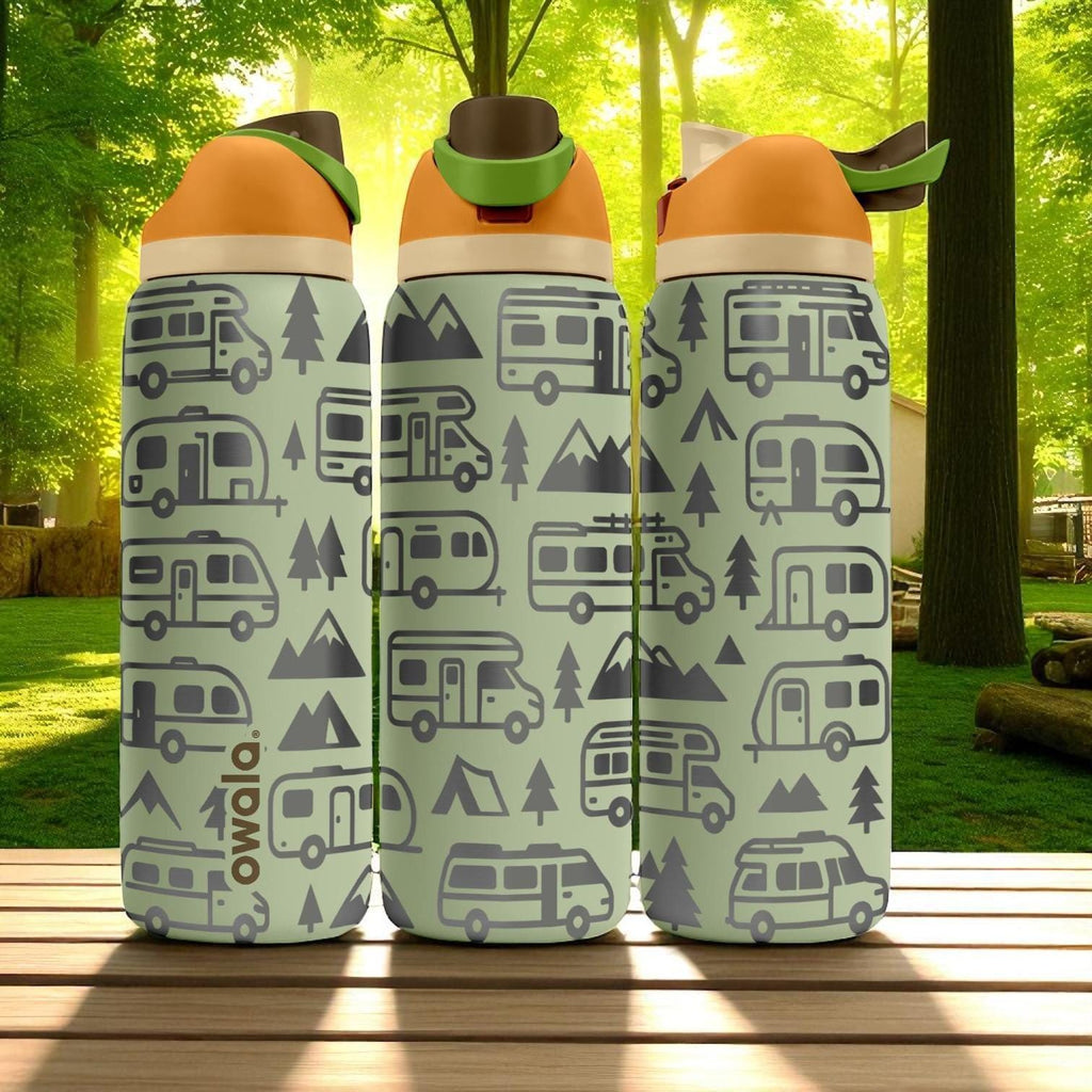 Camper Van Owala Bottle – 16oz 24oz 32oz 40oz Engraved RV Adventure Cup – Camping Gift for Kids – Forest Roadtrip Trave