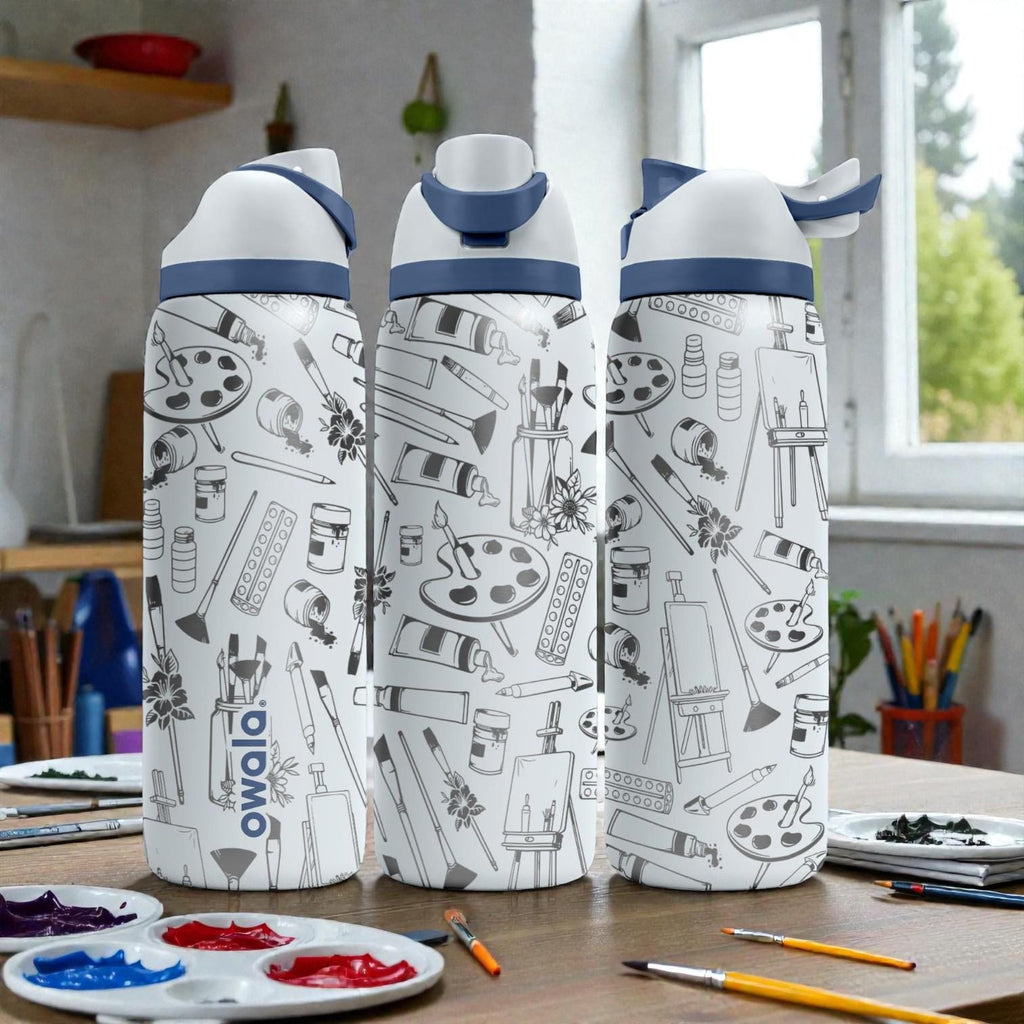 Artist Engraved Owala Bottle – Painting Supplies Pattern – Painter Gift Stainless Steel Cup 16oz 24oz 32oz 40oz  ⸻