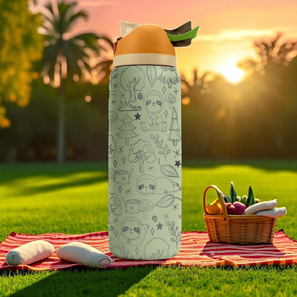 Cute Sloth Engraved Owala Tumbler – 16oz 24oz 32oz 40oz Forest Animal Cup – Gift for Slow Vibe Lovers