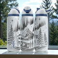 Northern Lights Owala Bottle – Engraved Mountain and Stars Wrap – Stainless Steel Cup 16oz 24oz 32oz 40oz