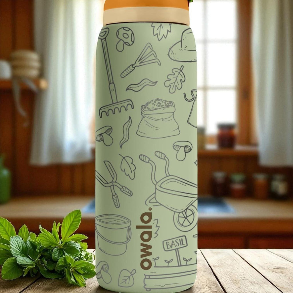 Gardening Theme Engraved Owala Tumbler – 16oz 24oz 32oz 40oz Green Garden Cup – Plant Lover Gift – Nature Stainless Steel Bottle
