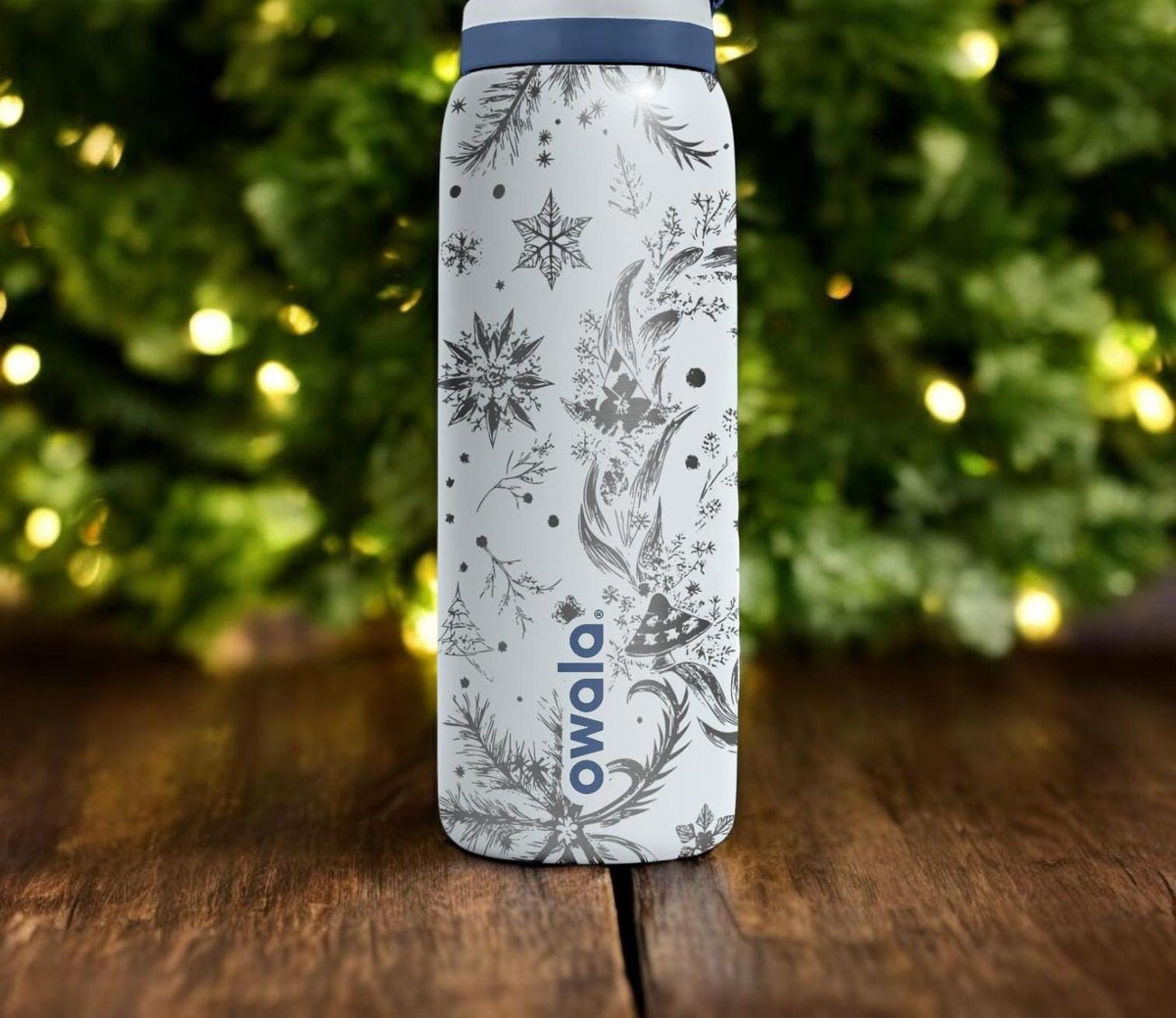 Reindeer Engraved Owala Bottle – Elegant Winter Forest Design with Snowflakes – Christmas Gift Stainless Cup 16oz 24oz 32oz 40oz