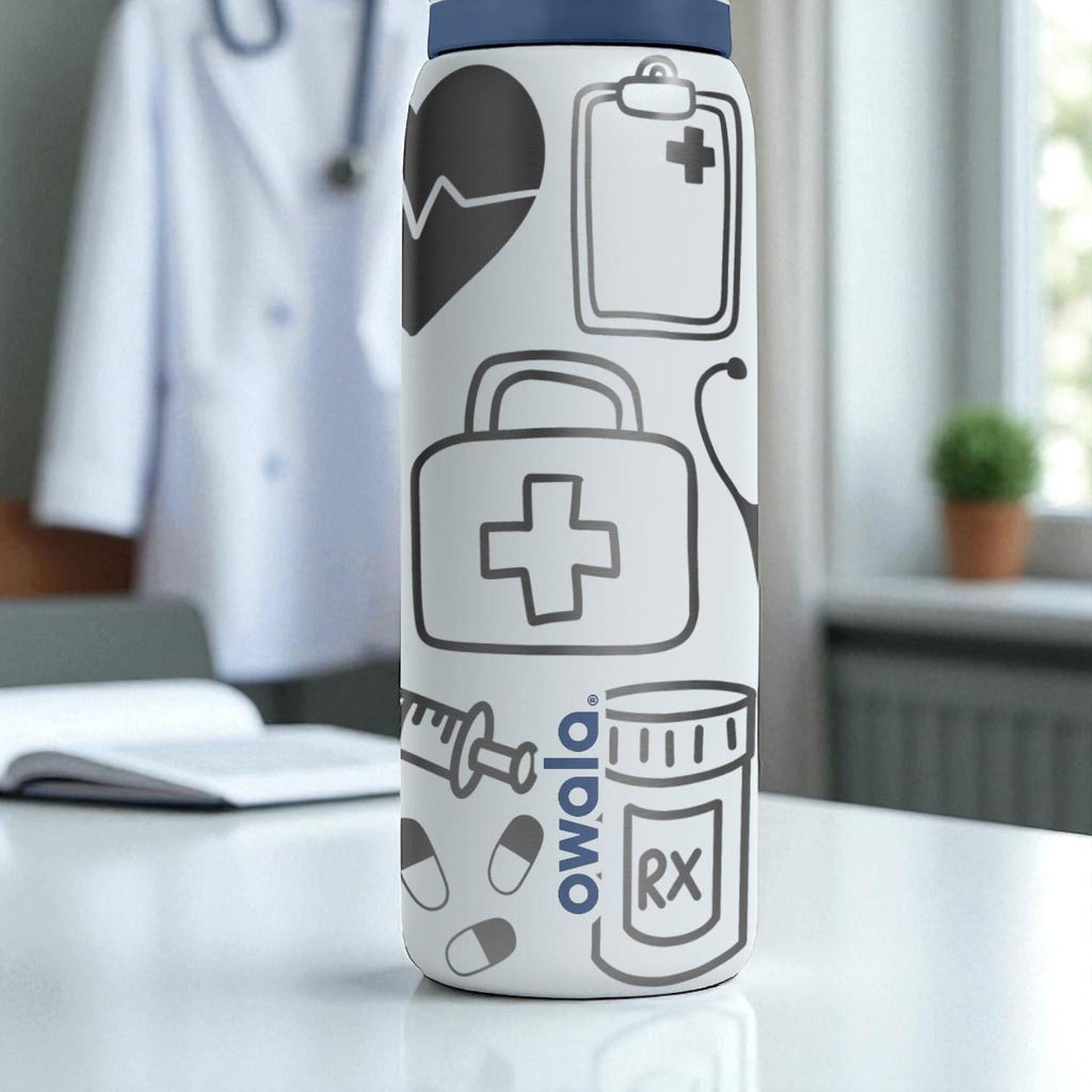 Nurse Owala Bottle – 16oz 24oz 32oz 40oz Medical Engraved Design – Gifts for Nurses Doctors EMTs – Hospital Theme Water Bottle