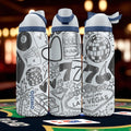 Engraved Vegas Tumbler – Owala Water Bottle with Casino Design – Dice and Slot Machine Art – 16oz 24oz 32oz 40oz