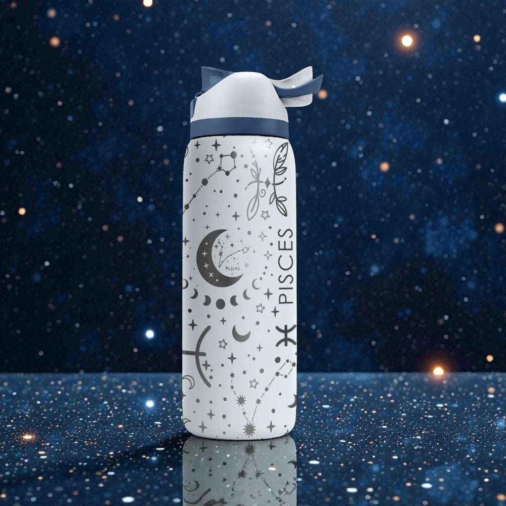 Pisces Zodiac Engraved Owala Bottle – Mandala Fish Astrology Cup – Horoscope Gift Stainless Tumbler 16oz 24oz 32oz 40oz  ⸻