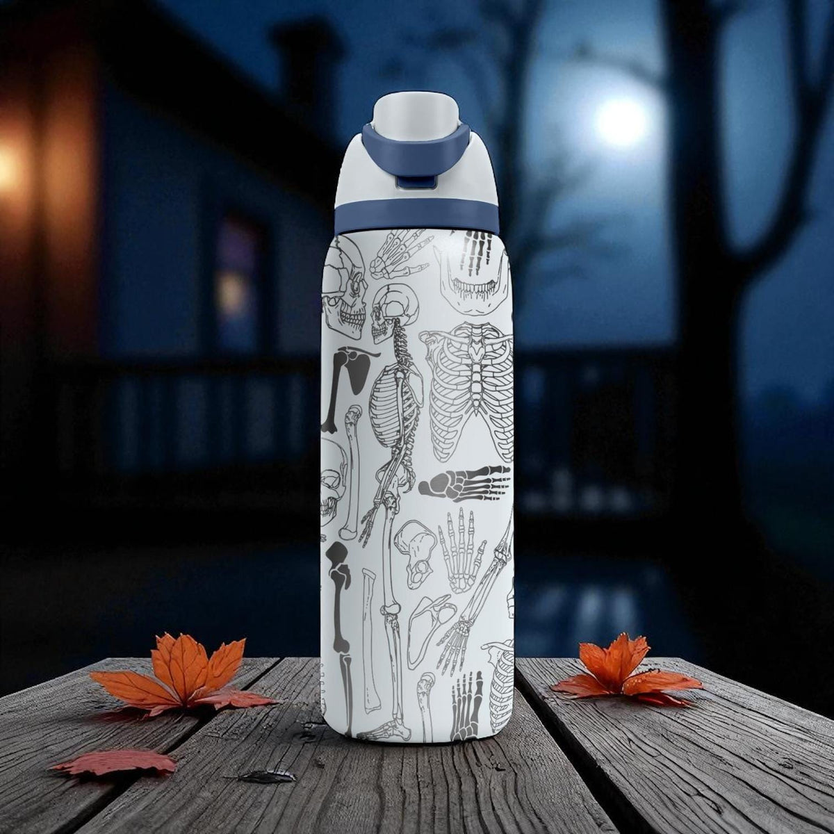 Skeleton Anatomy Owala Bottle – Engraved Medical Bones Wrap – Stainless Steel Cup 16oz 24oz 32oz 40oz