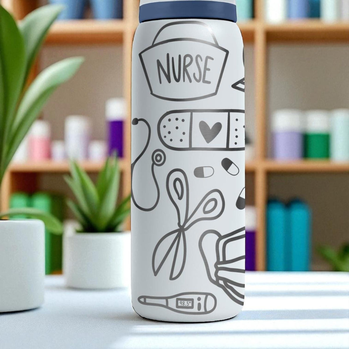 Nurse Owala Bottle – 16oz 24oz 32oz 40oz Medical Engraved Design – Gifts for Nurses Doctors EMTs – Hospital Theme Water Bottle