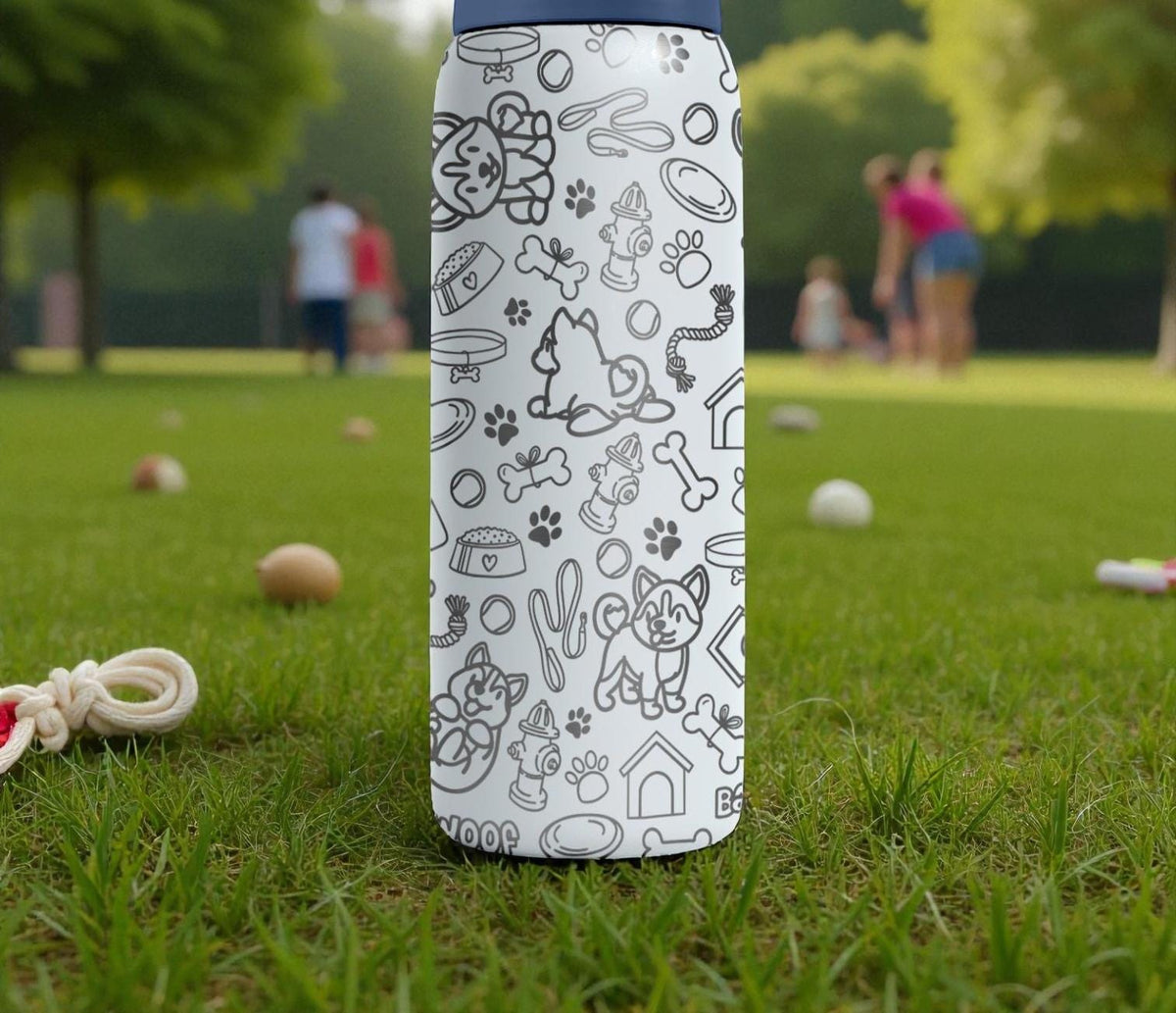 Dog Lover Engraved Owala Bottle – Cute Puppies, Bones & Paw Prints Pattern – Pet Parent Gift Stainless Cup 16oz 24oz 32oz 40oz  ⸻