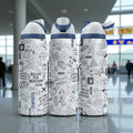 Flight Attendant Engraved Owala Bottle – Aviation Doodle Travel Pattern – Pilot Crew Gift Stainless Cup 16oz 24oz 32oz 40oz  ⸻