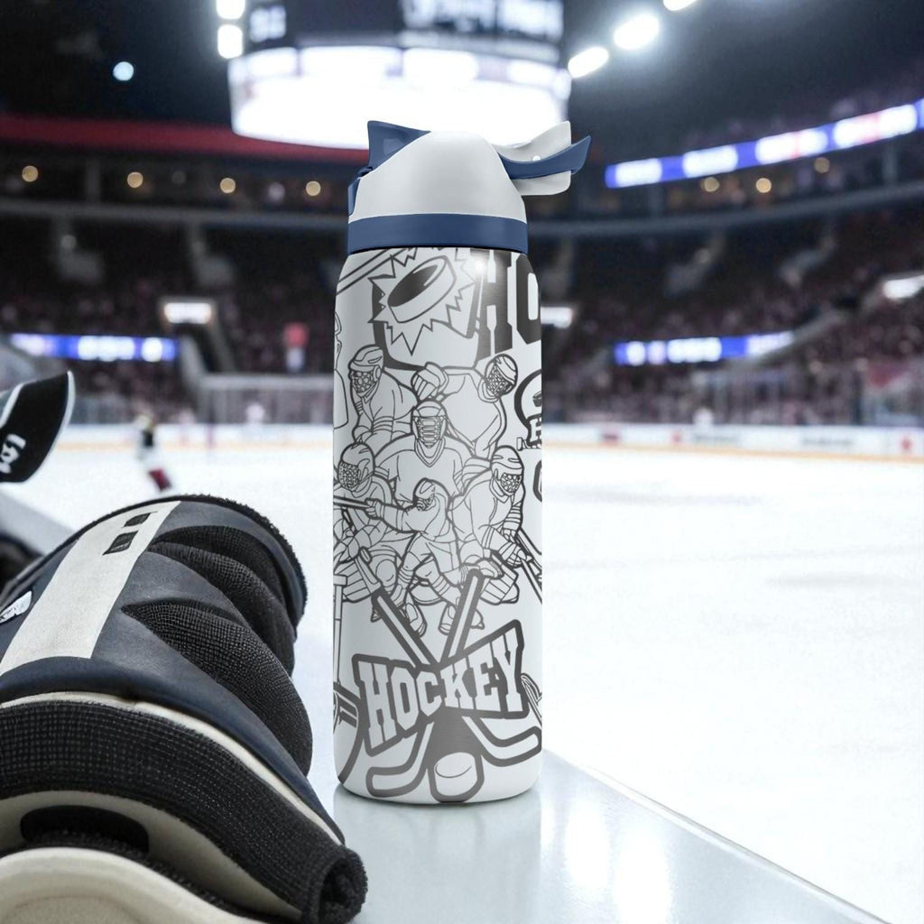 Hockey Engraved Owala Bottle – Personalized Player Wrap Design – Stainless Steel Sports Cup 16oz 24oz 32oz 40oz