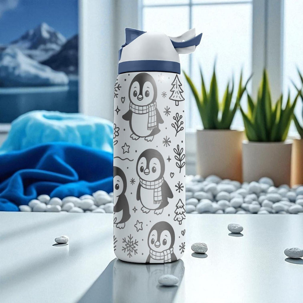 Penguin Owala Bottle – 16oz 24oz 32oz 40oz Winter Engraved Cup – Cute Snow Animal Gift – Kids Holiday Ice Theme Drinkware