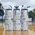 Basketball Engraved Owala Bottle – Dribble & Dunk Court Pattern – Sports Gift Stainless Cup 16oz 24oz 32oz 40oz  ⸻