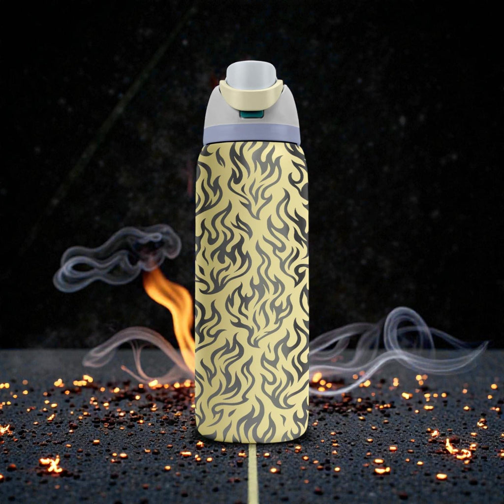 Flame Engraved Water Bottle, Fire Pattern Owala Bottle, Aesthetic Street Style Tumbler, Cool Gift for Teens and Adults