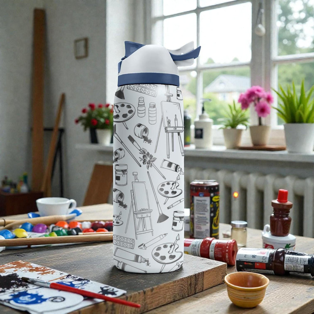Artist Engraved Owala Bottle – Painting Supplies Pattern – Painter Gift Stainless Steel Cup 16oz 24oz 32oz 40oz  ⸻