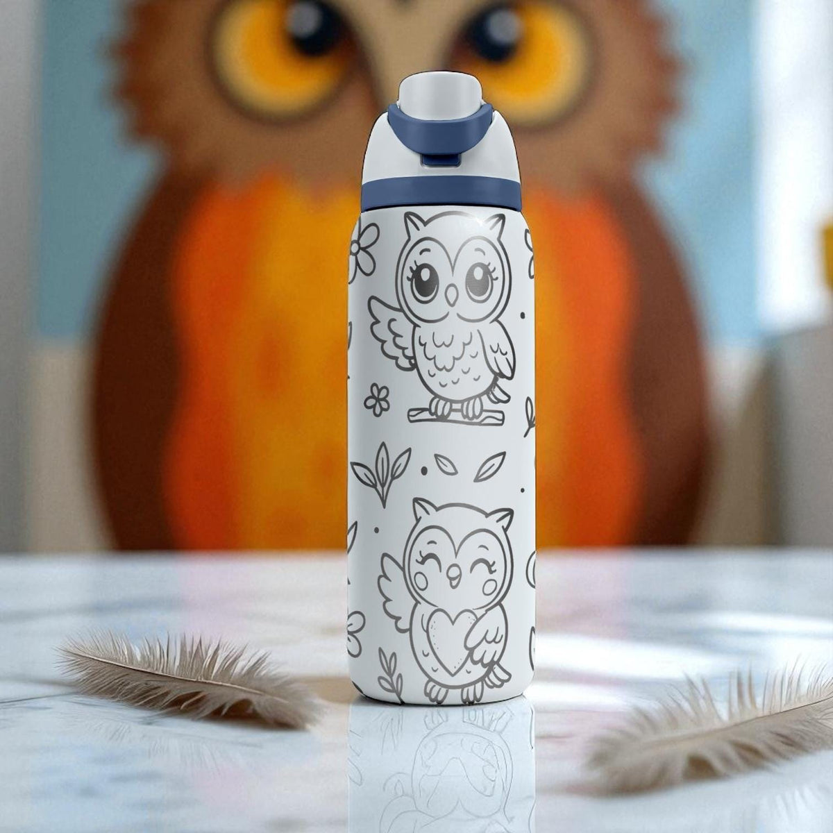 Engraved Owl Tumbler – Cute Forest Animal Owala Bottle with Whimsical Owl Design – 16oz 24oz 32oz 40oz