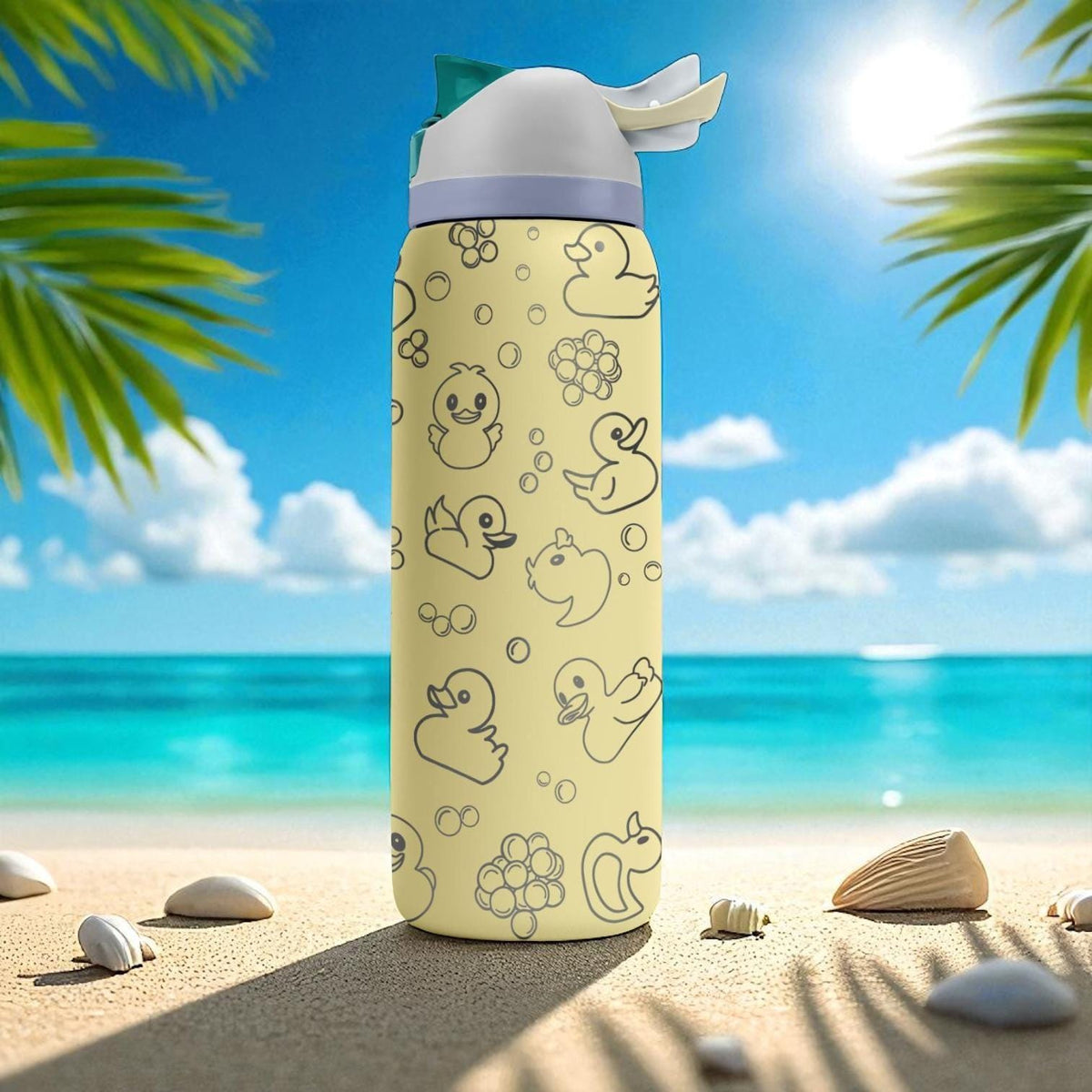Duck Engraved Owala Tumbler – 16oz 24oz 32oz 40oz Yellow FreeSip Cup with Bubble Ducks – Cute Gift for Her or Kids