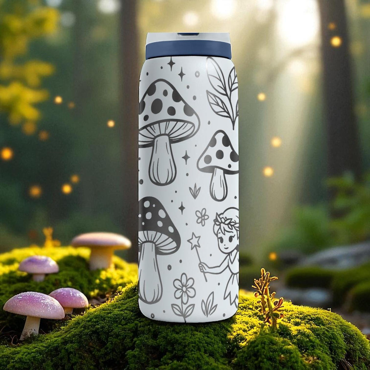 Owala Fairy Tumbler – 16oz 24oz 32oz 40oz – Enchanted Forest Cup with Mushrooms and Wings – Magical Gift for Girls and Nature Lovers