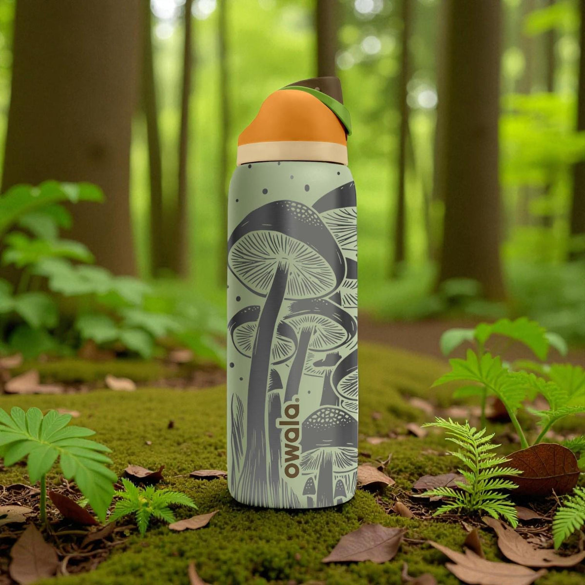 Engraved Mushroom Forest Owala Bottle – Tall Fungi Woodland Design – Cottagecore Stainless Cup 16oz 24oz 32oz 40oz  ⸻