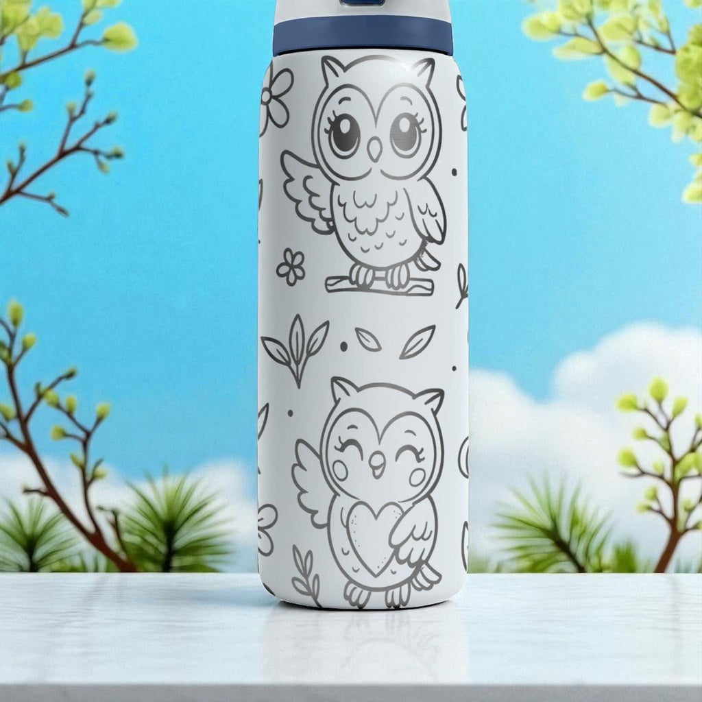 Engraved Owl Tumbler – Cute Forest Animal Owala Bottle with Whimsical Owl Design – 16oz 24oz 32oz 40oz