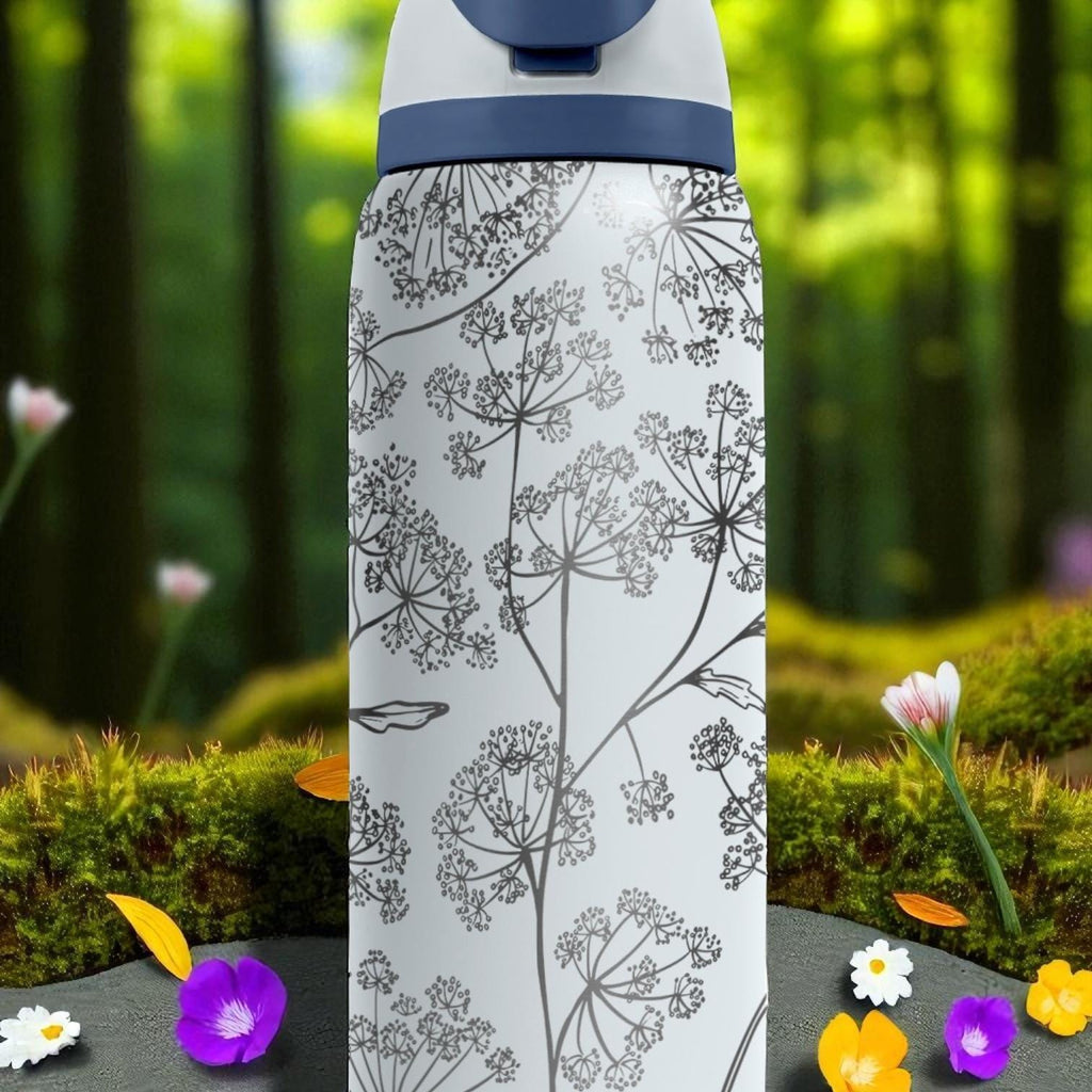 Wild Herb Floral Owala Tumbler – 16oz 24oz 32oz 40oz Engraved Dill Plant Wrap – Nature Gift for Her or Mom