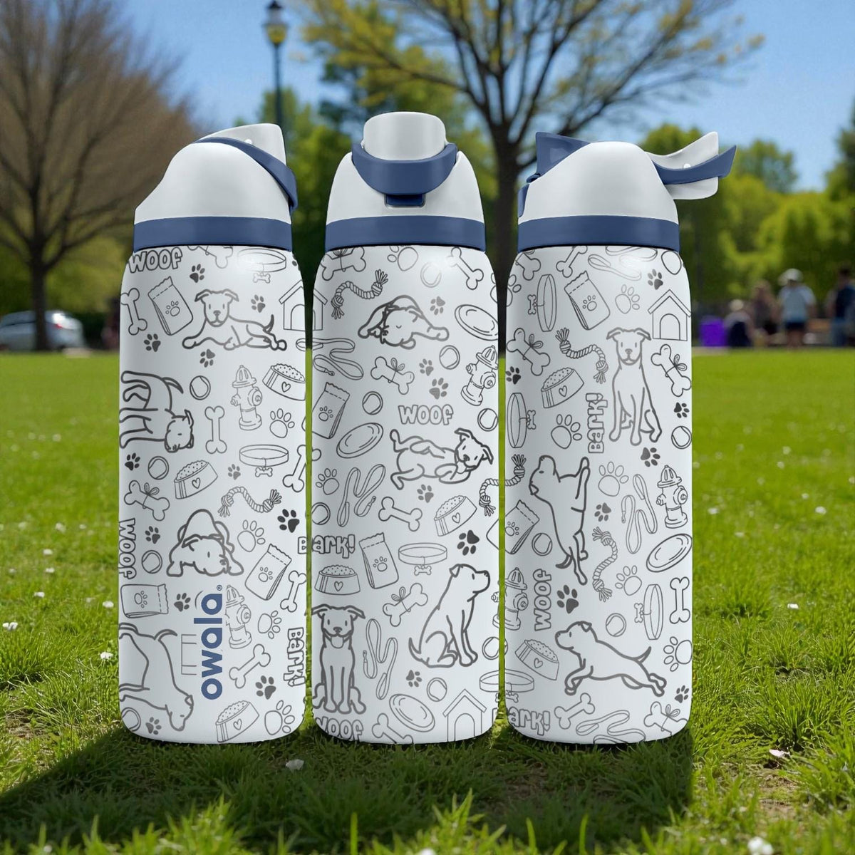 Labrador Retriever Engraved Owala Bottle – Playful Lab Dog Pattern with Bones & Paw Prints Pet Lover Gift Stainless Cup 16oz 24oz 32oz 40oz