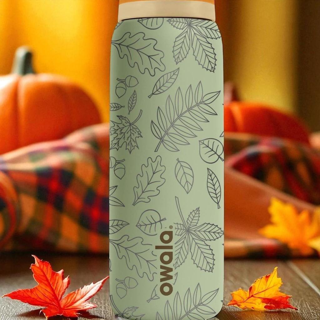 Autumn Leaves Owala Tumbler – 16oz 24oz 32oz 40oz Engraved FreeSip Bottle with Fall Foliage Wrap – Cozy Gift for Her