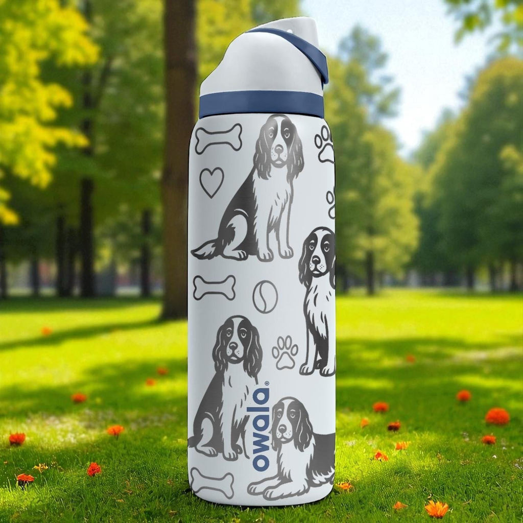 English Springer Spaniel Owala Bottle – 16oz 24oz 32oz 40oz – Engraved Dog Cup Gift for Pet Lovers – Bird Dog Stainless Steel Mug