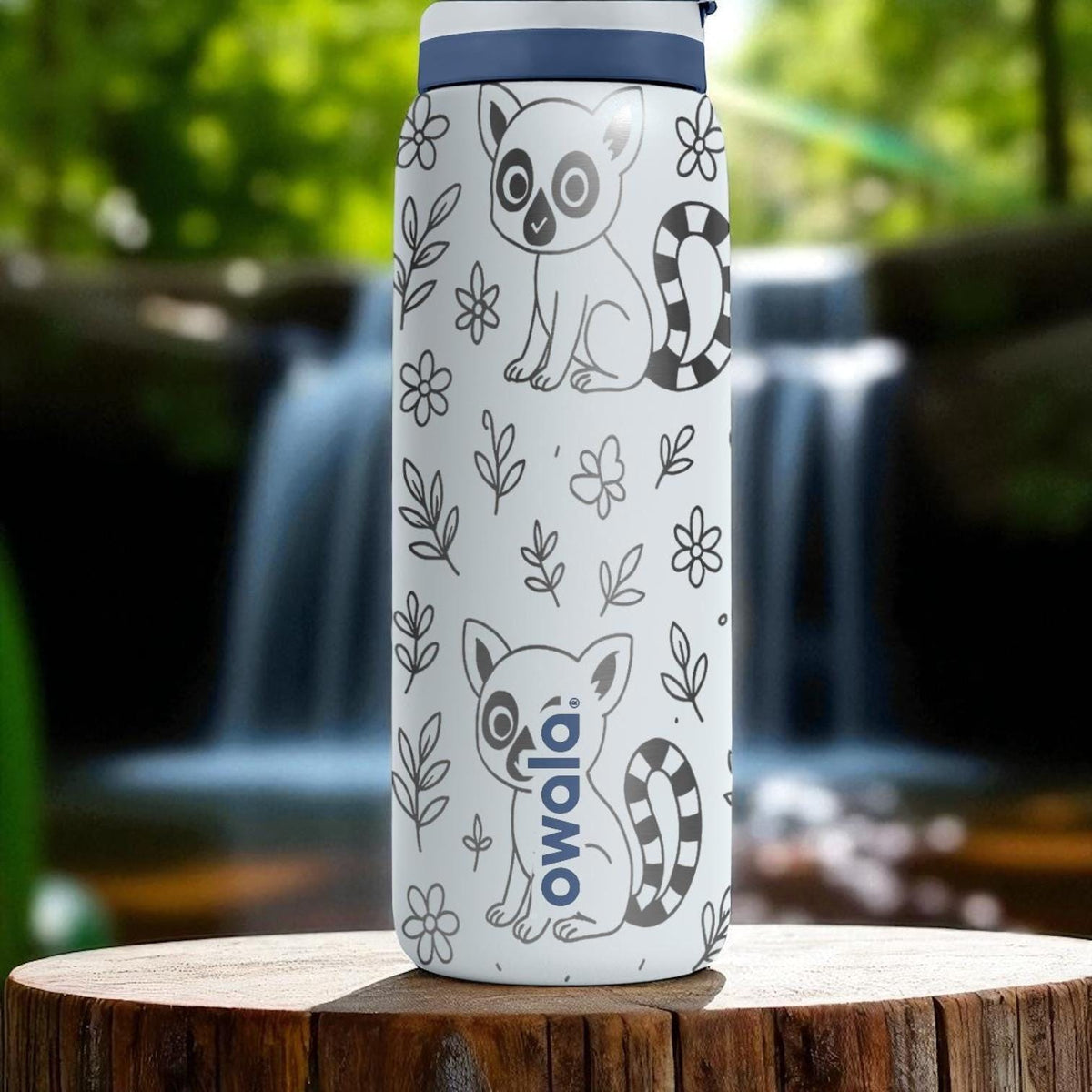 Lemur Owala Bottle – 16oz 24oz 32oz 40oz Engraved Jungle Animal Cup – Cute Wildlife Gift – Striped Tail Lemur Drinkware