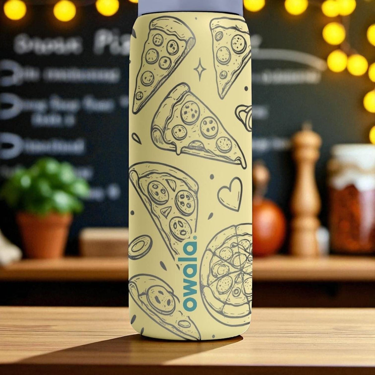 Engraved Pizza Tumbler – Funny Foodie Owala Water Bottle – Cheese Slice Design – 16oz 24oz 32oz 40oz