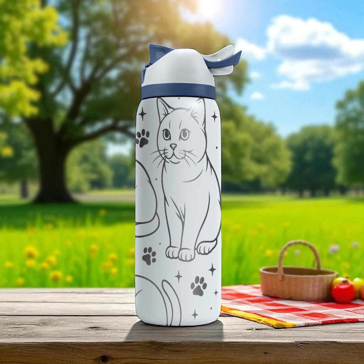 Engraved Burmese Cat Owala Bottle – 16oz 24oz 32oz 40oz – Pet Lover Gift, Cute Round Face Cat Tumbler for Cat Moms