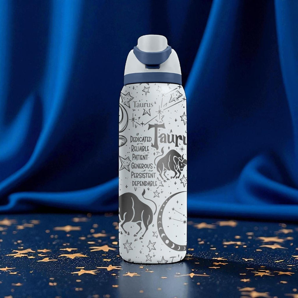 Taurus Zodiac Engraved Owala Bottle – 16oz 24oz 32oz 40oz Astrology Gift – Personalized Taurus Water Bottle for Her or Him