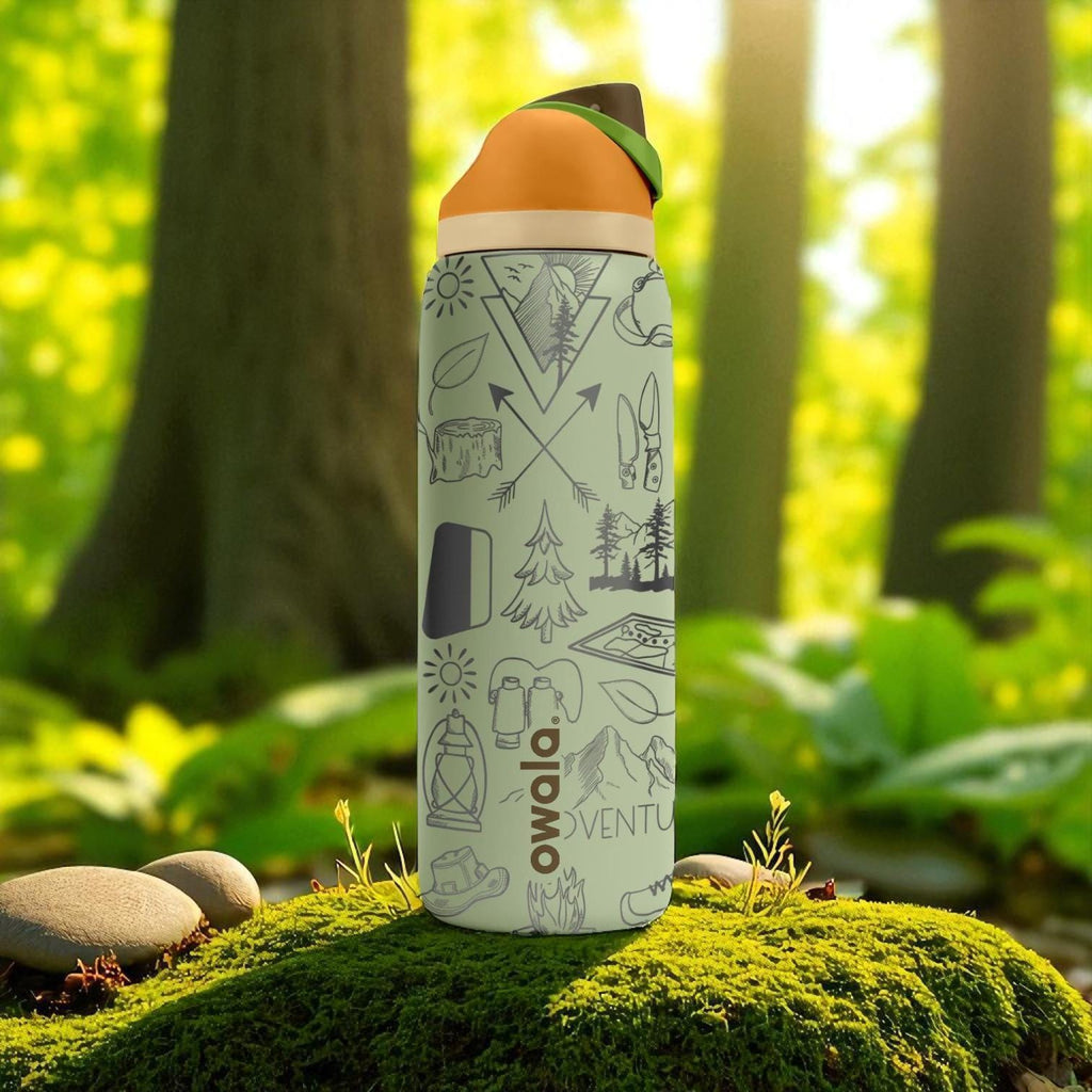 Engraved Adventure Tumbler – Owala Water Bottle for Hiking and Camping – Mountain Nature Design – 16oz 24oz 32oz 40oz