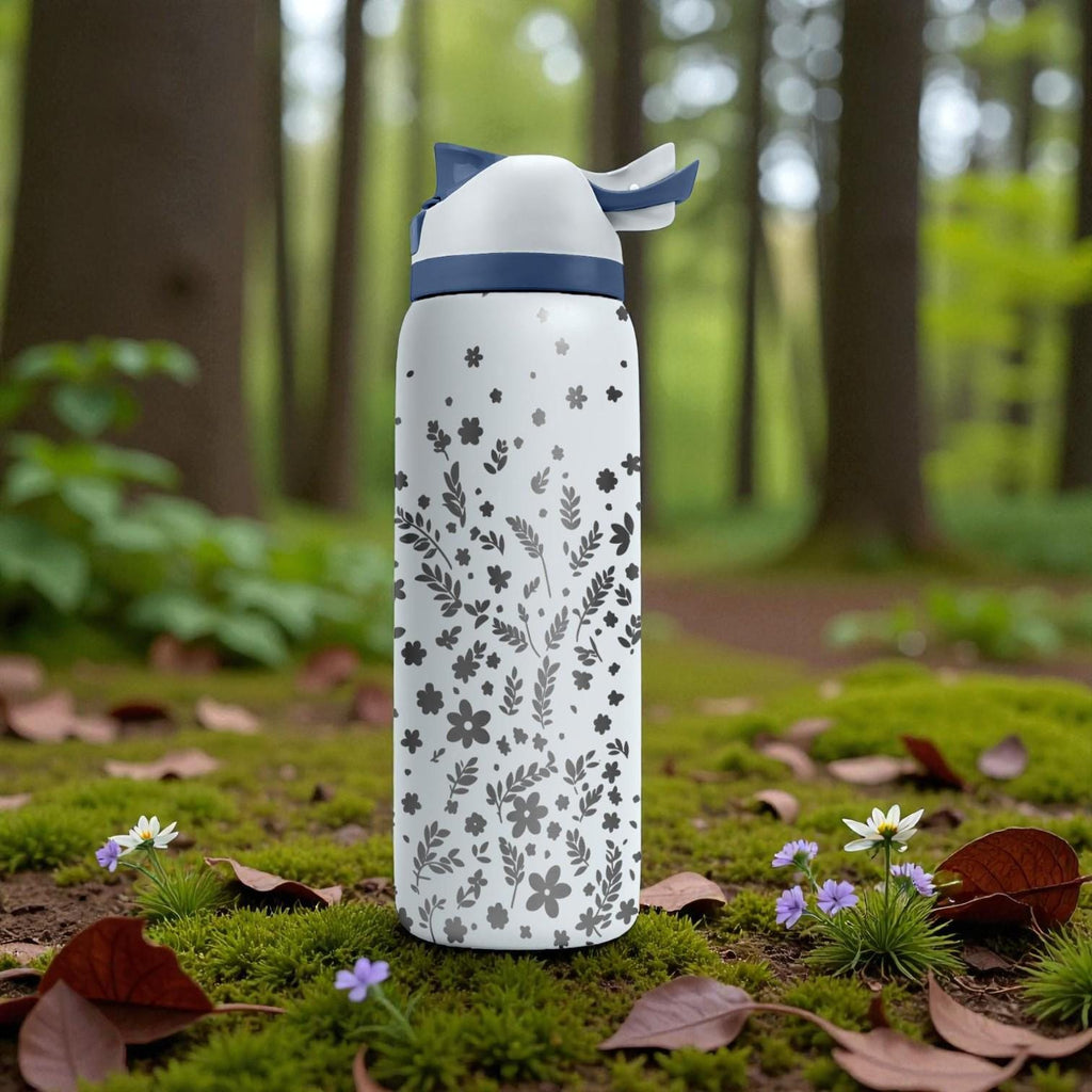 Wildflower Engraved Owala Bottle – Dainty Floral Pattern – Cute Aesthetic Stainless Cup 16oz 24oz 32oz 40oz  ⸻
