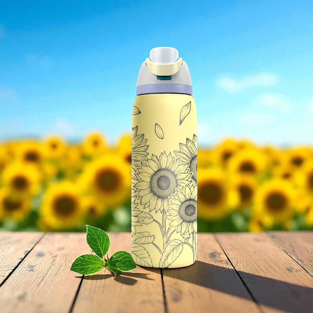 Sunflower Engraved Owala Tumbler – 16oz 24oz 32oz 40oz Floral FreeSip Cup – Summer Hydration Gift for Her