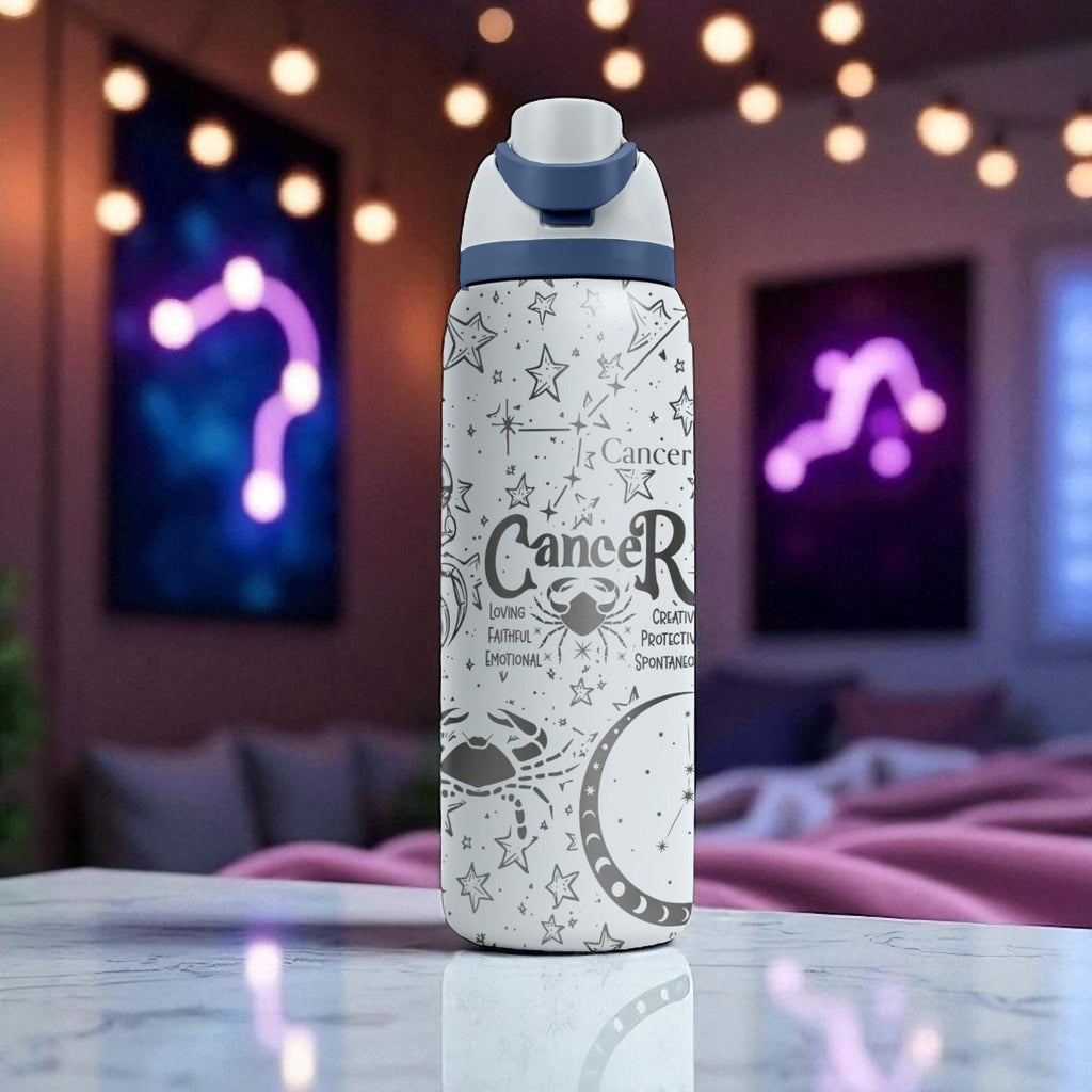 Cancer Zodiac Owala Bottle – 16oz 24oz 32oz 40oz Engraved Water Bottle Gift – Astrology Crab Sign Cup for Her or Him – July Birthday