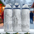 NYC Christmas Engraved Owala Tumbler – 16oz 24oz 32oz 40oz Holiday FreeSip Cup – Statue of Liberty Winter Gift