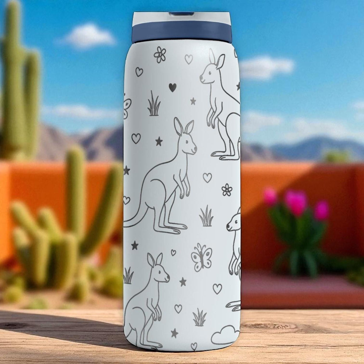 Engraved Kangaroo Owala Bottle – Cute Australian Wildlife Tumbler for Kids and Nature Lovers – 16oz 24oz 32oz 40oz