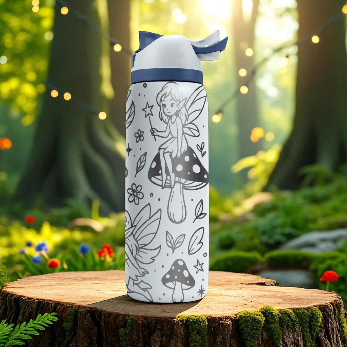Owala Fairy Tumbler – 16oz 24oz 32oz 40oz – Enchanted Forest Cup with Mushrooms and Wings – Magical Gift for Girls and Nature Lovers