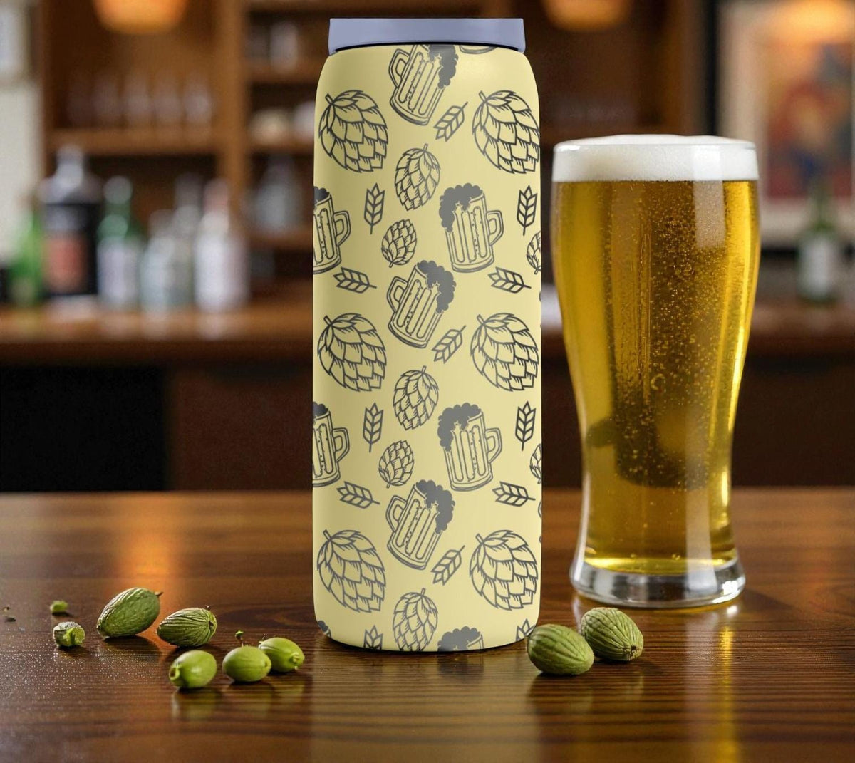 Beer Lover Engraved Owala Bottle – Hops & Ale Pattern – Brewery Gift Stainless Cup 16oz 24oz 32oz 40oz  ⸻