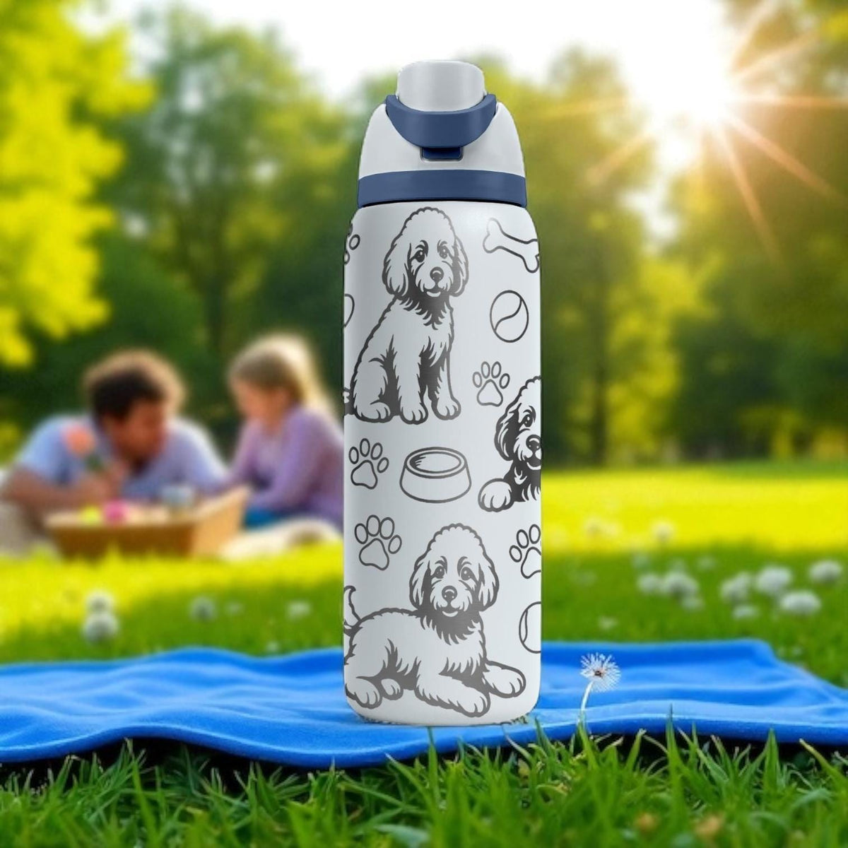 Labradoodle Engraved Owala Bottle – Cute Dog Gift for Doodle Lovers – 16oz 24oz 32oz 40oz Personalized Water Bottle with Paws
