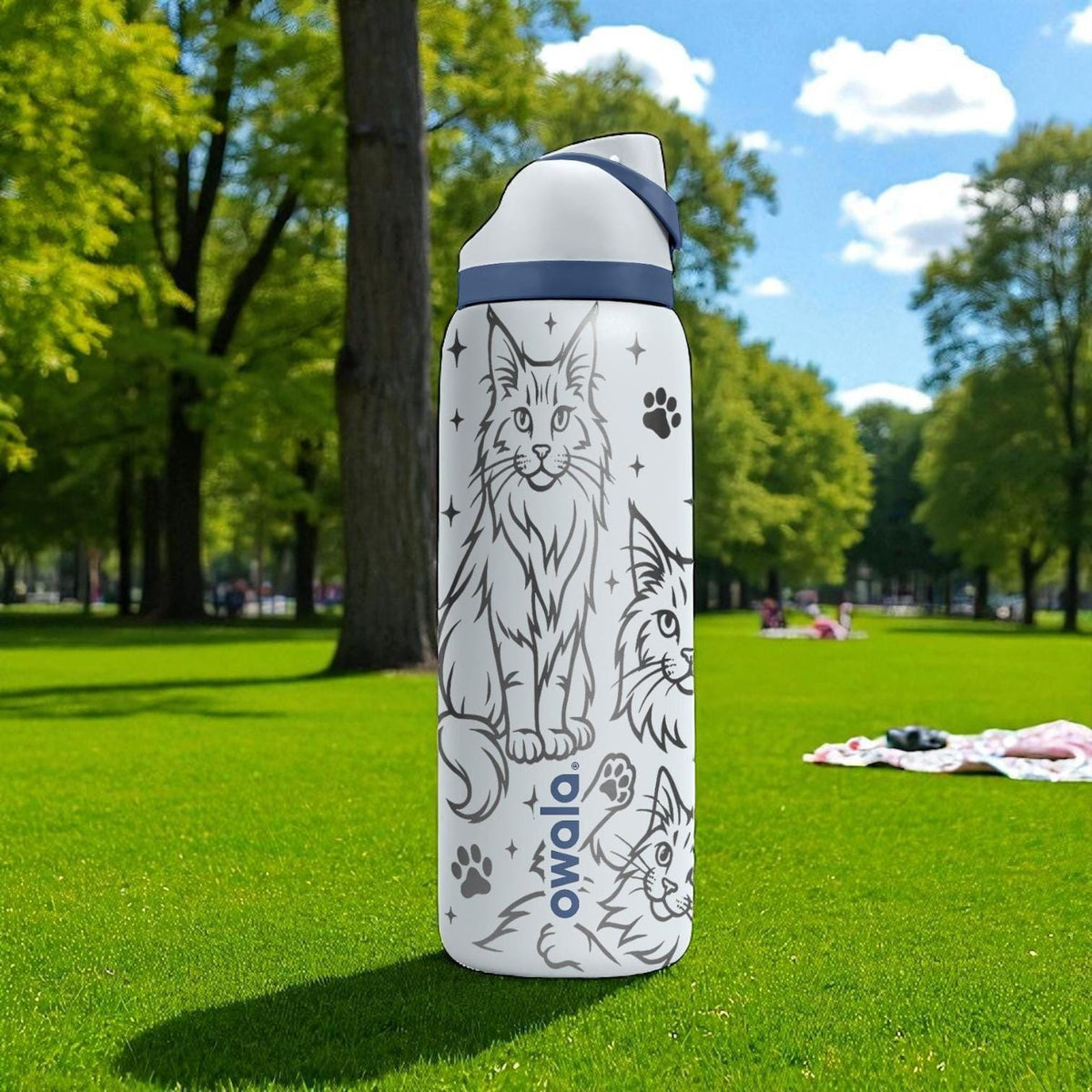 Engraved Maine Coon Owala Bottle – 16oz 24oz 32oz 40oz – Big Fluffy Cat Tumbler, Pet Lover Gift, Cat Mom Water Bottle