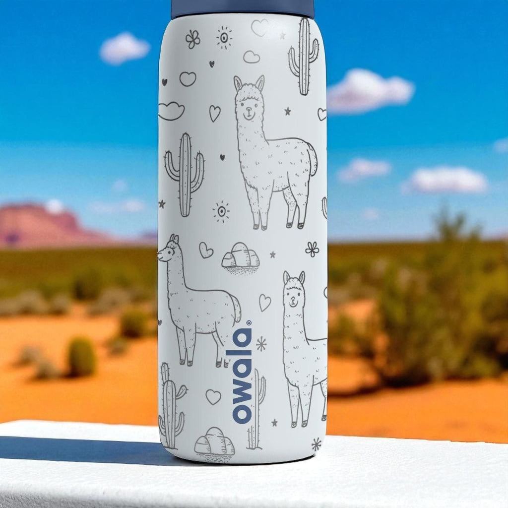 Engraved Llama Tumbler – Cute Desert Owala Bottle with Cactus and Llama Design – 16oz 24oz 32oz 40oz