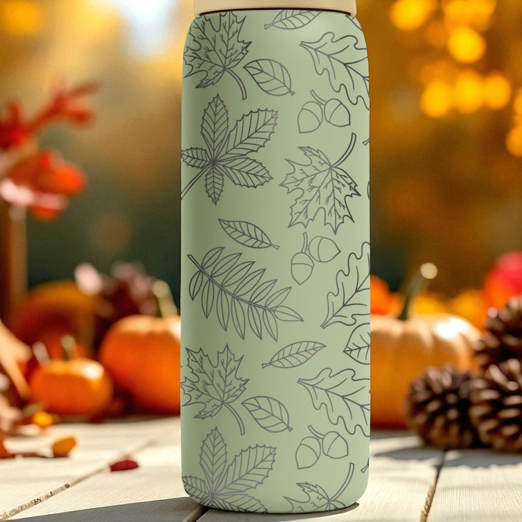 Autumn Leaves Owala Tumbler – 16oz 24oz 32oz 40oz Engraved FreeSip Bottle with Fall Foliage Wrap – Cozy Gift for Her
