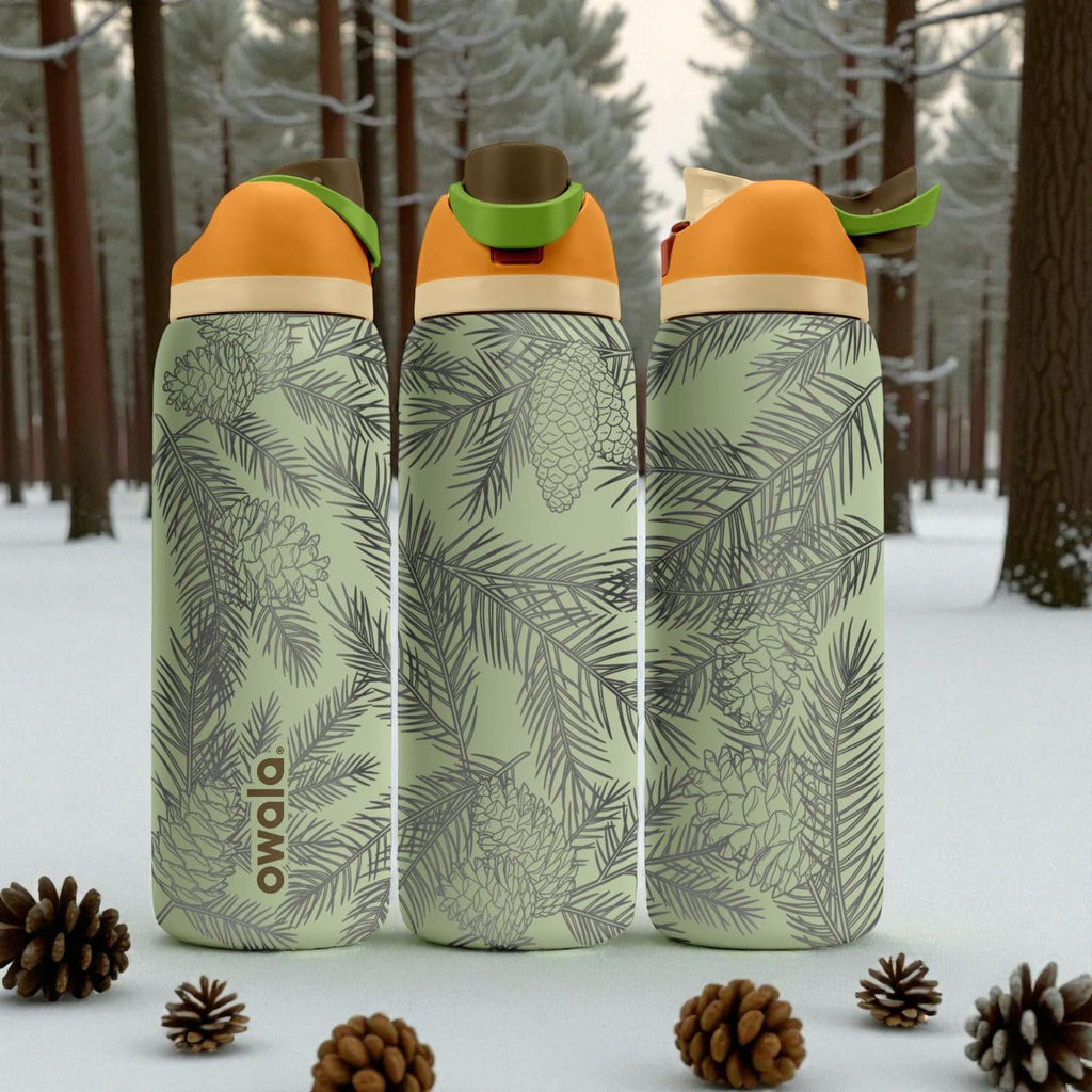 Pinecone Forest Engraved Owala Bottle – Winter Woodland Nature Design – Stainless Steel Cup 16oz 24oz 32oz 40oz  ⸻
