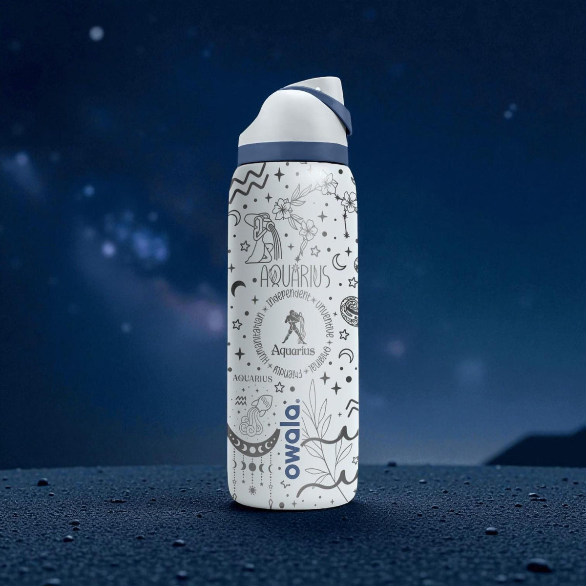 Aquarius Engraved Owala Bottle – Zodiac Constellation & Water Bearer Design – Astrology Gift Stainless Cup 16oz 24oz 32oz 40oz  ⸻