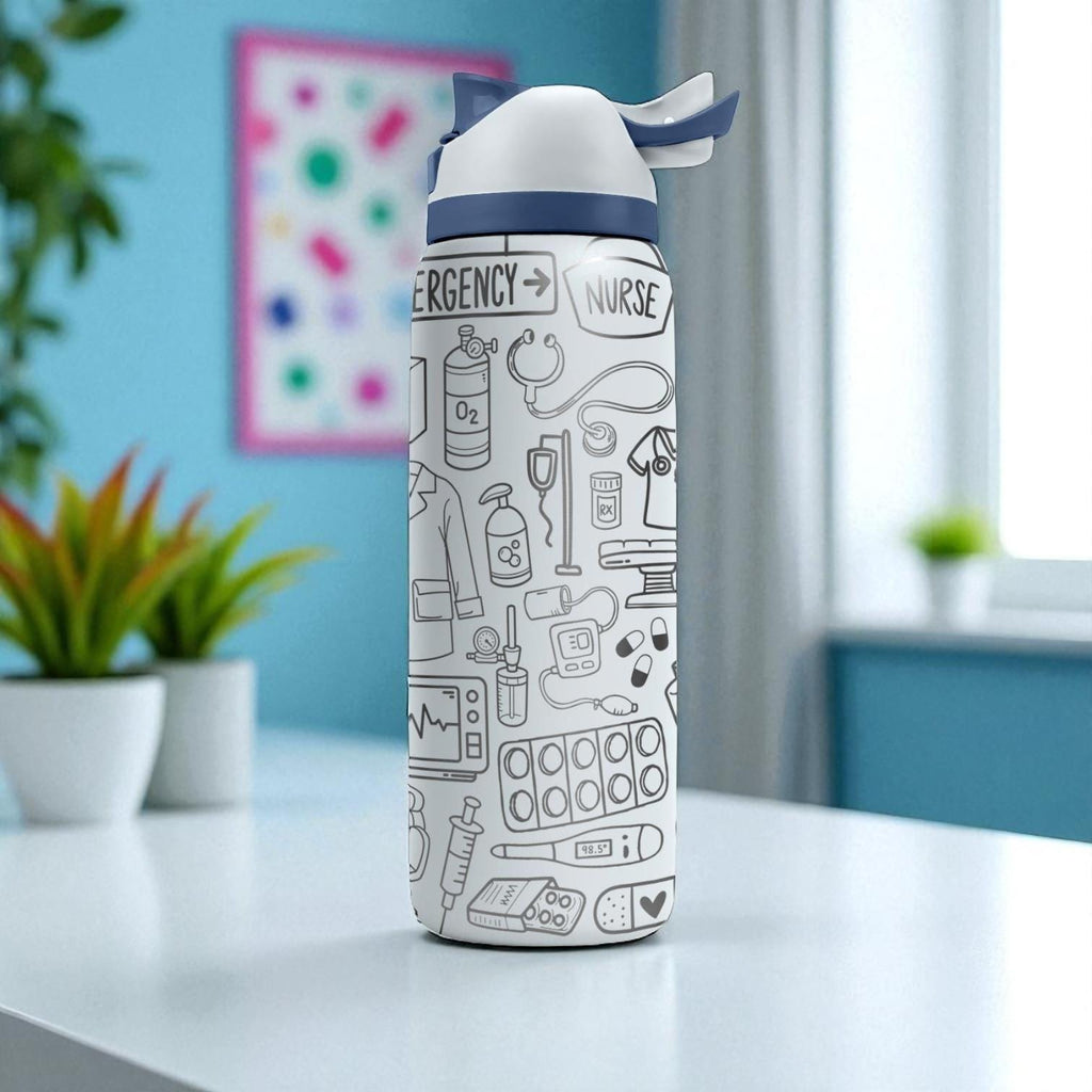 Medical Engraved Owala Bottle – 16oz 24oz 32oz 40oz Doctor Nurse EMT Gift – ER Hospital Theme Tumbler for Healthcare Workers