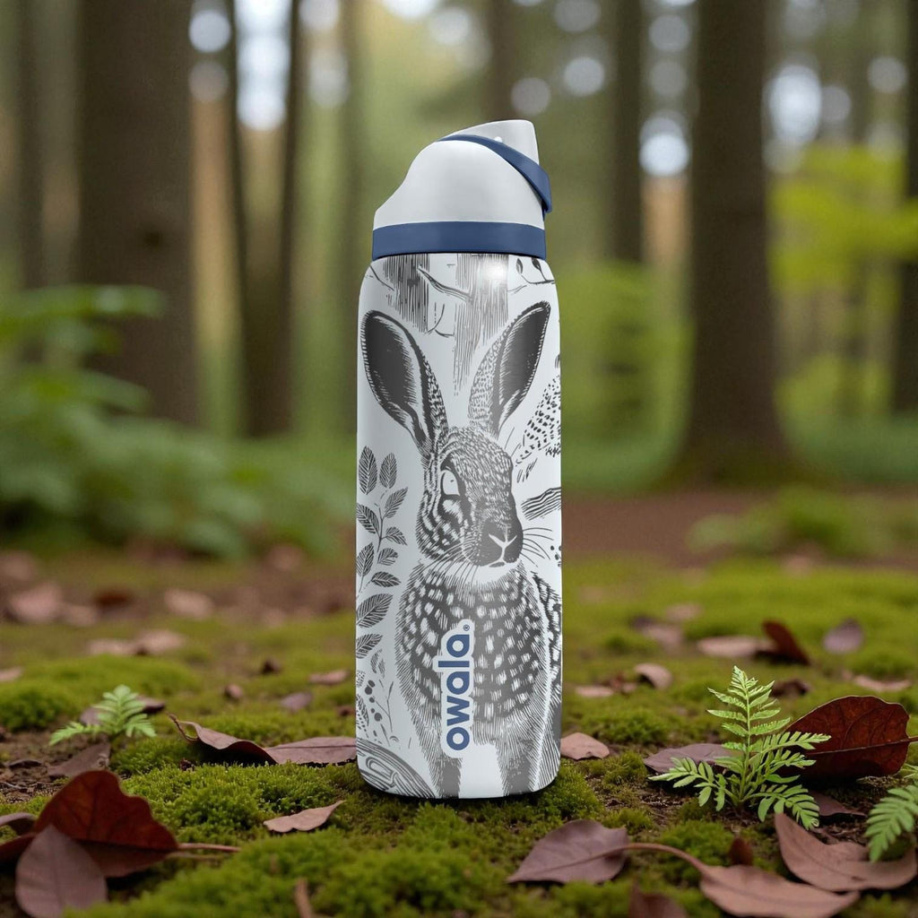 Woodland Animals Engraved Owala Bottle – Forest Rabbit, Badger & Bird Scene – Nature Lover Stainless Cup 16oz 24oz 32oz 40oz  ⸻