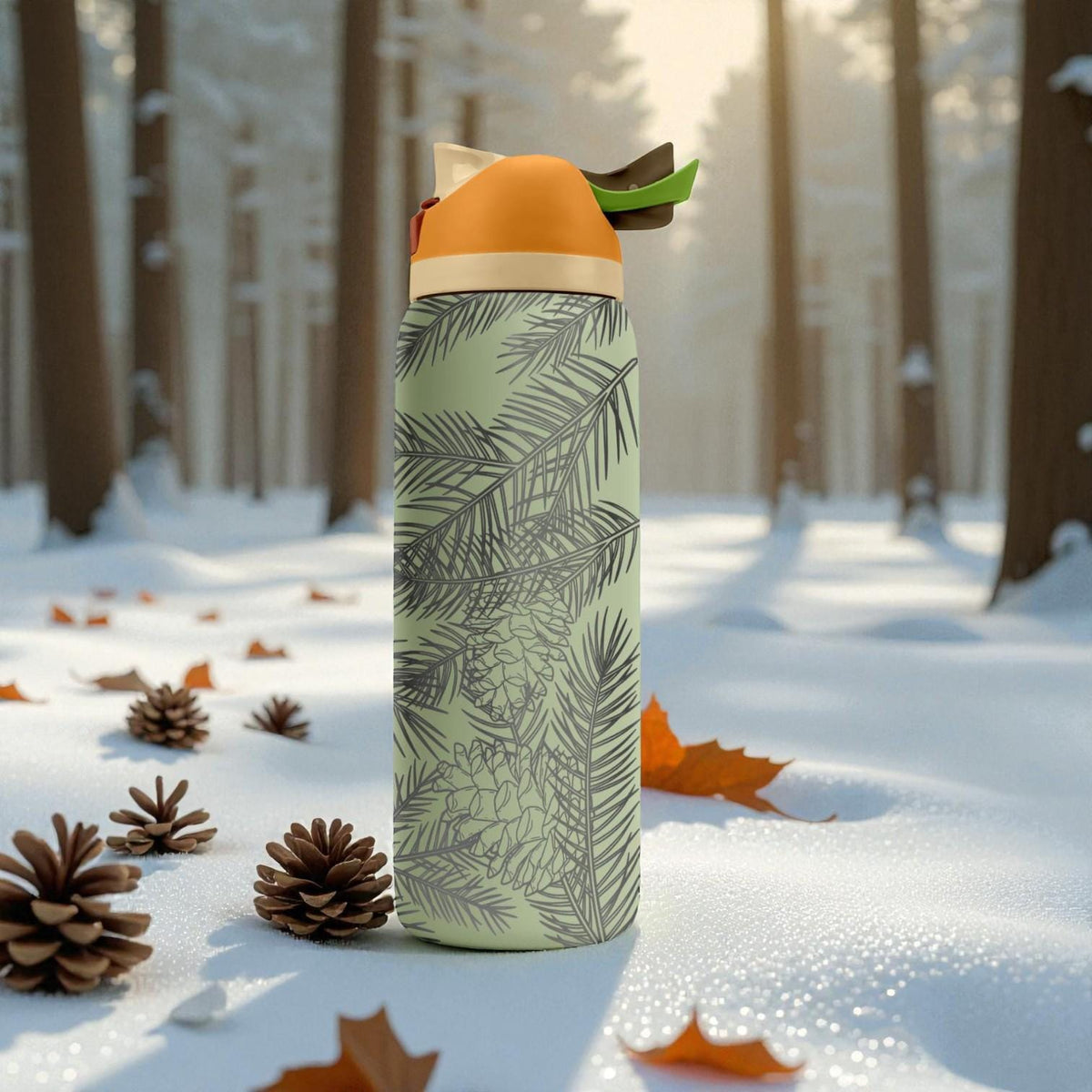 Pinecone Forest Engraved Owala Bottle – Winter Woodland Nature Design – Stainless Steel Cup 16oz 24oz 32oz 40oz  ⸻