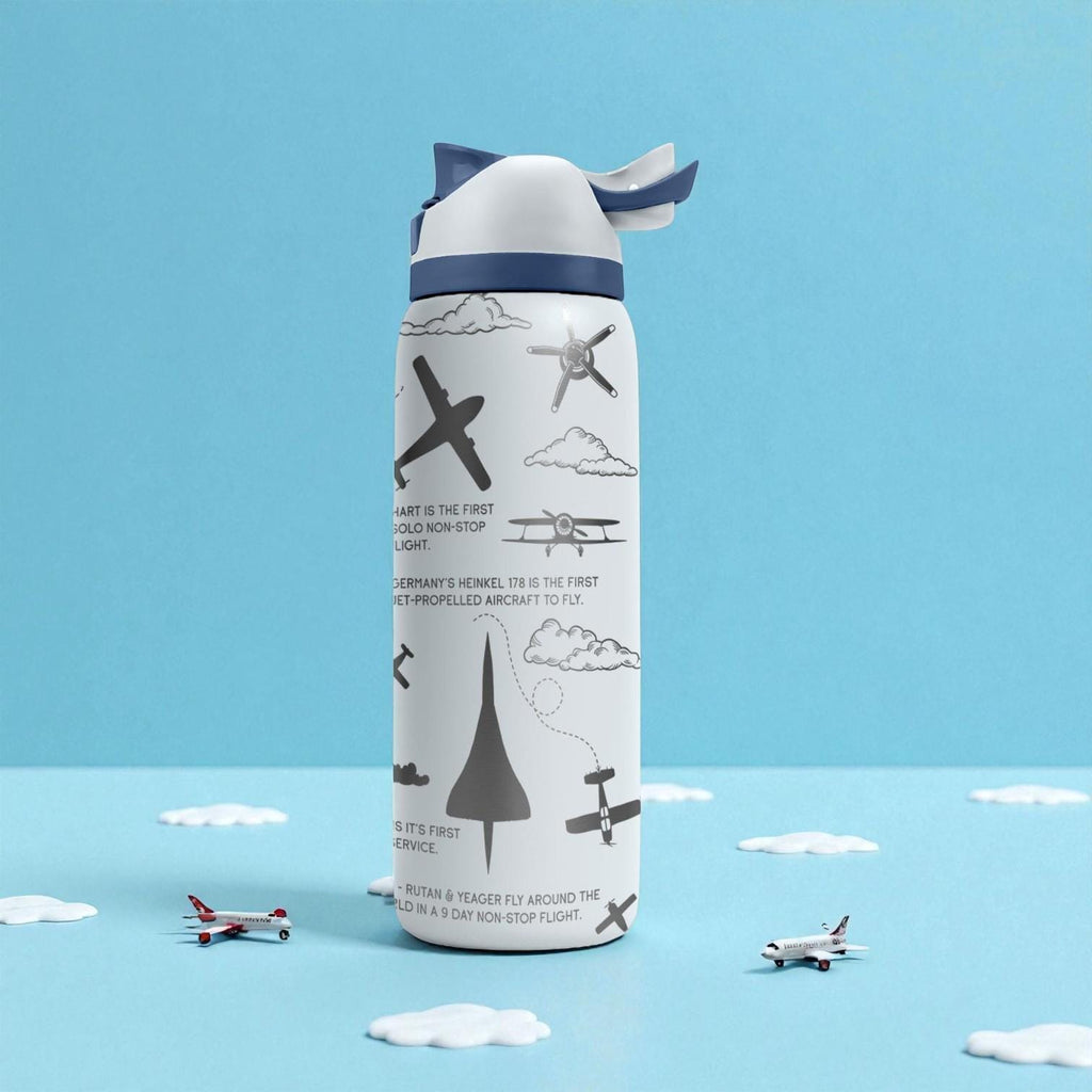 Aviation History Engraved Owala Bottle – Airplane Timeline Design – Pilot Gift Stainless Cup 16oz 24oz 32oz 40oz  ⸻