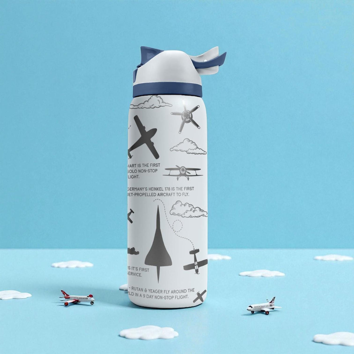 Aviation History Engraved Owala Bottle – Airplane Timeline Design – Pilot Gift Stainless Cup 16oz 24oz 32oz 40oz  ⸻